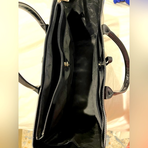 Longchamp Bags Longchamp Black Patent Leather Laptop Work Tote